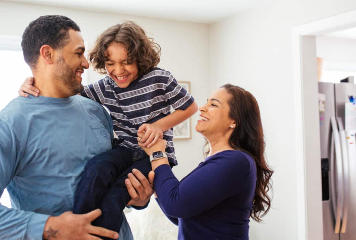 An Awana family talking together at home